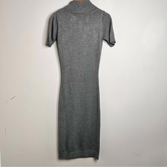 Lulu's Womens Size Small Coffee Date Grey Turtleneck Midi Sweater Dress Knit - Picture 3 of 13
